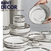 Bộ Tô Chén Dĩa Vân Đá Cẩm Thạch Trắng Viền Bạch Kim Sang Trọng - Giá Ưu Đãi 426.000₫ - Bany Decor Bảo Hành Vận 4