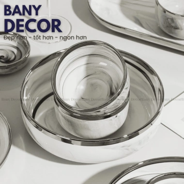 Bộ Tô Chén Dĩa Vân Đá Cẩm Thạch Trắng Viền Bạch Kim Sang Trọng - Giá Ưu Đãi 426.000₫ - Bany Decor Bảo Hành Vận 5 Bộ Tô Chén Dĩa Vân Đá Cẩm Thạch Trắng Viền Bạch Kim Sang Trọng - Giá Ưu Đãi 426.000₫ - Bany Decor Bảo Hành Vận 5