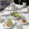 Bộ Tô Chén Dĩa Vân Đá Cẩm Thạch Trắng Viền Bạch Kim Sang Trọng - Giá Ưu Đãi 426.000₫ - Bany Decor Bảo Hành Vận 7