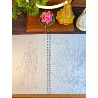 Bộ tô in mờ 90 tranh Phật & Bồ Tát - Sách tô màu giảm giá 169.000₫