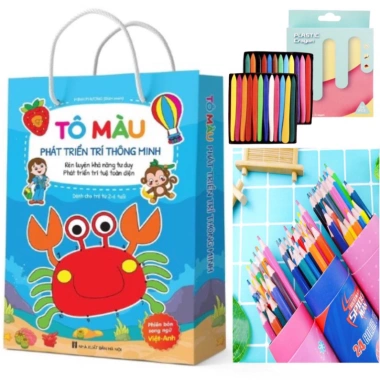 Bộ Tô Màu Bé 24+12+12+18+24+36 Màu - Bút Hữu Cơ, Sáp Thơm, Lọ Chì - 19.000 VND