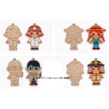 Bộ tô màu gỗ chủ đề nghề nghiệp cho bé, phát triển sáng tạo và trang trí, giá ưu đãi 38.000 VNĐ