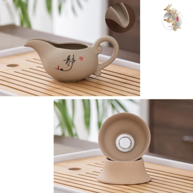 Bộ Trà Cụ Gốm Mộc Sa Thô Hoàng Đan Tea 14 Món Ấm Chén Khải Tống Trà Quân Tử Họa Tiết 124k