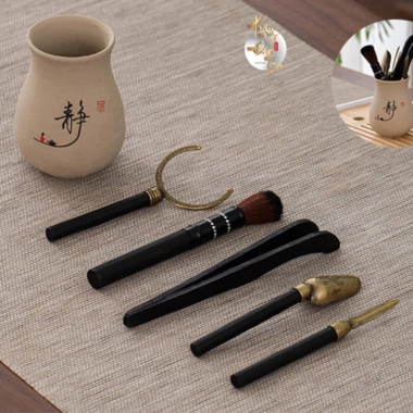 Bộ Trà Cụ Gốm Mộc Sa Thô Hoàng Đan Tea 14 Món Ấm Chén Khải Tống Trà Quân Tử Họa Tiết 124k