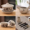Bộ Trà Cụ Gốm Mộc Sa Thô Hoàng Đan Tea 14 Món Ấm Chén Khải Tống Trà Quân Tử Họa Tiết 124k 6
