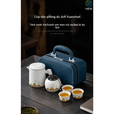 Bộ trà du lịch Gốm nhanh, lưu trữ di động ngoài trời, nhẹ gọn, tiện lợi, giá 203.000đ