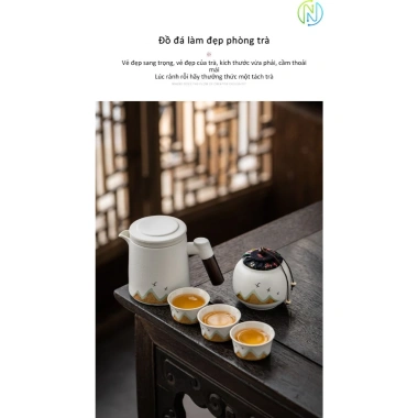 Bộ trà du lịch Gốm nhanh, lưu trữ di động ngoài trời, nhẹ gọn, tiện lợi, giá 203.000đ