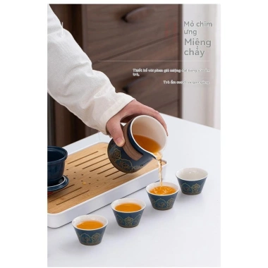 Bộ trà du lịch Kung Fu 1 ấm 4 cốc – Khay trà cầm tay xe hơi, giảm giá 262.500₫ 7