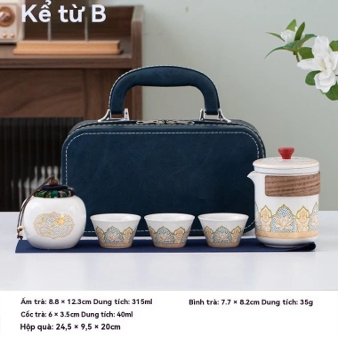 Bộ trà du lịch Kung Fu 1 ấm 4 cốc – Khay trà cầm tay xe hơi, giảm giá 262.500₫ 10