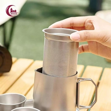 Bộ Trà Kung Fu Titan nhẹ, cốc ấm, cắm trại, phù hợp ba lô văn phòng – giảm 20%