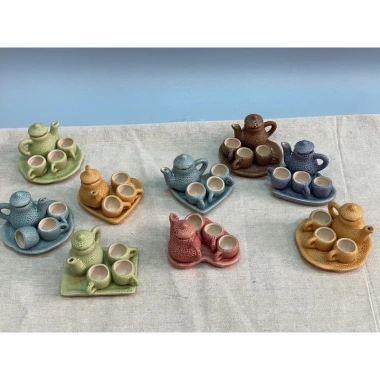 Bộ trà mini Gốm Men Sần Bóng - Bộ tách trà trang trí mini, gốm sứ Bát Tràng, giá ưu đãi 45.000₫