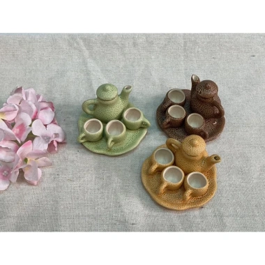 Bộ trà mini Gốm Men Sần Bóng - Bộ tách trà trang trí mini, gốm sứ Bát Tràng, giá ưu đãi 45.000₫