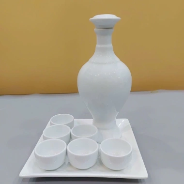 Bộ Trà & Nậm Rựu Cúng Gia Tiên - Phù hợp Bát Đĩa Hoa Mặt Trời Gốm Sứ Bát Tràng