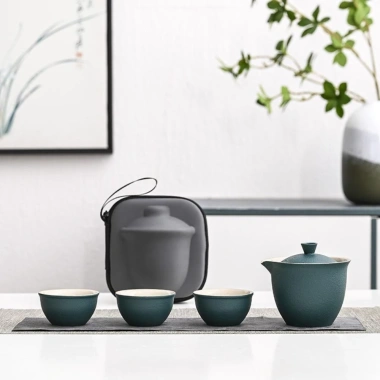 Bộ Trà STATIONWA Kung Fu - Dụng Cụ Du Lịch, Ấm Gốm Mini Di Động Ngoài Trời, Giá ưu đãi 167.310₫