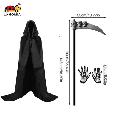 Bộ trang phục Halloween Grim Reaper: mũ trùm đầu + áo choàng, set hoàn chỉnh cho cosplay, giá chỉ 182.520₫ 8