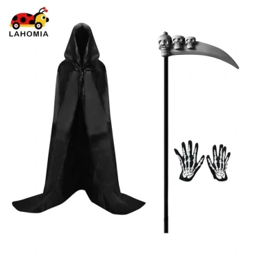 Bộ trang phục Halloween Grim Reaper: mũ trùm đầu + áo choàng, set hoàn chỉnh cho cosplay, giá chỉ 182.520₫ 9