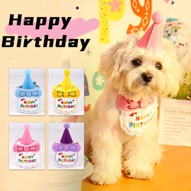 Bộ Trang Phục Sinh Nhật Dễ Thương Cho Mèo và Chó Nhỏ - Đồ Party Giá Ưu Đãi 110k
