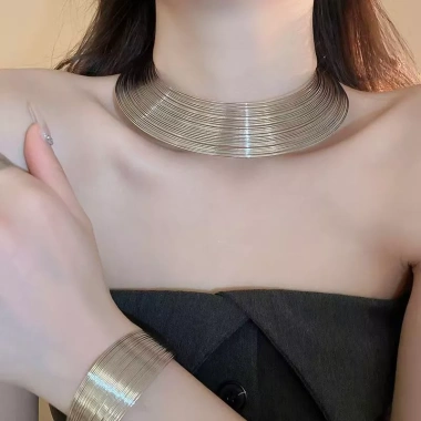 Bộ Trang Sức Boho Kim Loại Cao Cấp - Vòng Cổ, Vòng Tay, Bông Tai, Nhẫn - Giá 95.551₫ 4