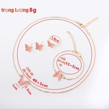 Bộ Trang Sức Bướm Thanh Lịch - Vòng Cổ, Bông Tai, Vòng Tay - Quà Tặng Nữ Sinh Nhật, Lễ Tình Nhân - Chỉ 35.000 VND 7