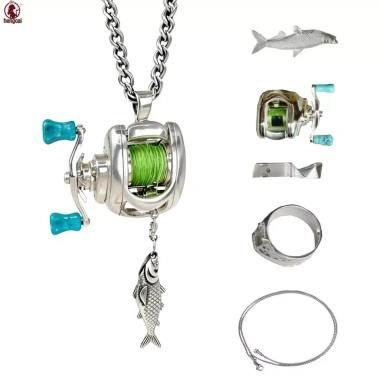 Bộ Trang Sức Câu Cá Quay Reel Dây Chuyền Vòng Cổ Móc Khóa Quà Tặng Người Yêu 8 Bộ Trang Sức Câu Cá Quay Reel Dây Chuyền Vòng Cổ Móc Khóa Quà Tặng Người Yêu 8