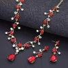 Bộ trang sức cô dâu thả nước - Kim cương giả sáng bóng, bông tai và vòng cổ choker vàng