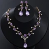 Bộ trang sức cô dâu thả nước - Kim cương giả sáng bóng, bông tai và vòng cổ choker vàng 3