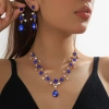 Bộ trang sức cô dâu thả nước - Kim cương giả sáng bóng, bông tai và vòng cổ choker vàng 5