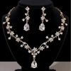 Bộ trang sức cô dâu thả nước - Kim cương giả sáng bóng, bông tai và vòng cổ choker vàng 7