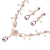 Bộ trang sức cô dâu thả nước - Kim cương giả sáng bóng, bông tai và vòng cổ choker vàng 8