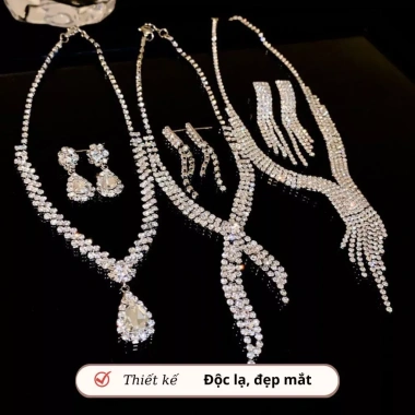 Bộ trang sức đá cao cấp Her – Set dây chuyền bông tai ZC tiệc, giá 44.100₫