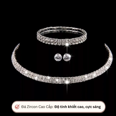 Bộ trang sức đá cao cấp Her – Set dây chuyền bông tai ZC tiệc, giá 44.100₫