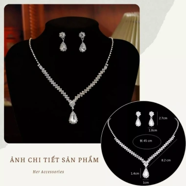 Bộ trang sức đá cao cấp Her – Set dây chuyền bông tai ZC tiệc, giá 44.100₫