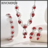 Bộ Trang Sức Đỏ/Xanh/Bạc - Vòng Cổ, Vòng Tay, Bông Tai Zircon Pha Lê - Giá chỉ 88.770₫ 3