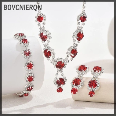 Bộ Trang Sức Đỏ/Xanh/Bạc - Vòng Cổ, Vòng Tay, Bông Tai Zircon Pha Lê - Giá chỉ 88.770₫ 3 Bộ Trang Sức Đỏ/Xanh/Bạc - Vòng Cổ, Vòng Tay, Bông Tai Zircon Pha Lê - Giá chỉ 88.770₫ 3