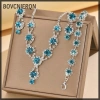 Bộ Trang Sức Đỏ/Xanh/Bạc - Vòng Cổ, Vòng Tay, Bông Tai Zircon Pha Lê - Giá chỉ 88.770₫ 6