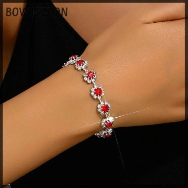 Bộ Trang Sức Đỏ/Xanh/Bạc - Vòng Cổ, Vòng Tay, Bông Tai Zircon Pha Lê - Giá chỉ 88.770₫