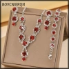 Bộ Trang Sức Đỏ/Xanh/Bạc - Vòng Cổ, Vòng Tay, Bông Tai Zircon Pha Lê - Giá chỉ 88.770₫ 8