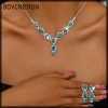Bộ Trang Sức Đỏ/Xanh/Bạc - Vòng Cổ, Vòng Tay, Bông Tai Zircon Pha Lê - Giá chỉ 88.770₫ 10