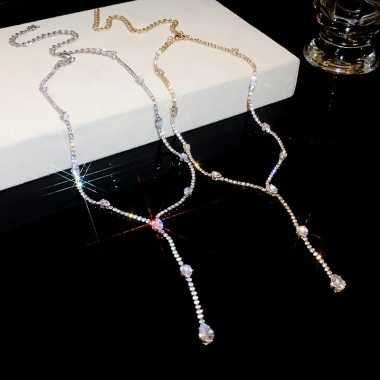 Bộ trang sức kim cương giọt nước zircon vòng cổ và tua rua thời trang nữ giảm 18%