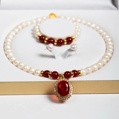 Bộ Trang Sức Ngọc Trai Khóa Bạc 925 10ly Đá Đỏ Lớn Ngọc Trai Trường Thịnh 4 Bộ Trang Sức Ngọc Trai Khóa Bạc 925 10ly Đá Đỏ Lớn Ngọc Trai Trường Thịnh 4