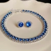 Bộ trang sức nữ dây chuyền & bông tai hình vuông kim cương nhẹ - Thiết kế hiện đại, quà tặng 80k 7
