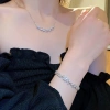 Bộ Trang Sức Nữ Dây Chuyền Hình V Giọt Nước và Vòng Tay Bông Lúa Đính Đá CZ Thanh Lịch
