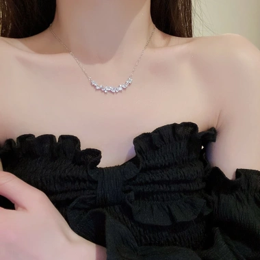 Bộ Trang Sức Nữ Dây Chuyền Hình V Giọt Nước và Vòng Tay Bông Lúa Đính Đá CZ Thanh Lịch 6 Bộ Trang Sức Nữ Dây Chuyền Hình V Giọt Nước và Vòng Tay Bông Lúa Đính Đá CZ Thanh Lịch 6