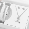 Bộ trang trí cô dâu kim cương giả: vòng cổ, bông tai, vòng tay, nhẫn lấp lánh - quà mẹ giảm 20% 2
