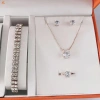 Bộ trang trí cô dâu kim cương giả: vòng cổ, bông tai, vòng tay, nhẫn lấp lánh - quà mẹ giảm 20% 14