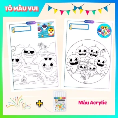 Bộ tranh tô màu Baby Shark giấy dày A4/A5 - Đồ chơi giáo dục, phát triển ca hát cho bé yêu - Giá ưu đãi 39.200₫ 3