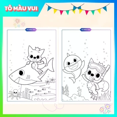 Bộ tranh tô màu Baby Shark giấy dày A4/A5 - Đồ chơi giáo dục, phát triển ca hát cho bé yêu - Giá ưu đãi 39.200₫ 4