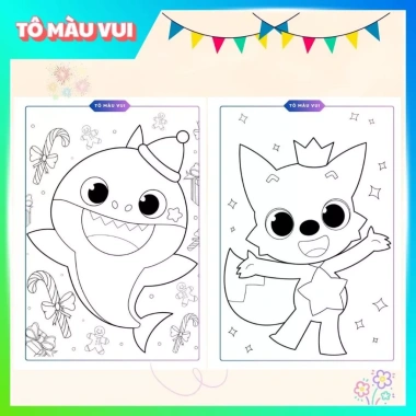 Bộ tranh tô màu Baby Shark giấy dày A4/A5 - Đồ chơi giáo dục, phát triển ca hát cho bé yêu - Giá ưu đãi 39.200₫ 5