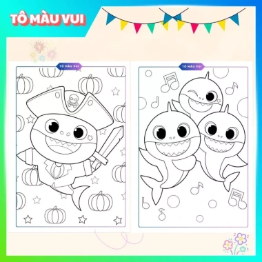 Bộ tranh tô màu Baby Shark giấy dày A4/A5 - Đồ chơi giáo dục, phát triển ca hát cho bé yêu - Giá ưu đãi 39.200₫ 7