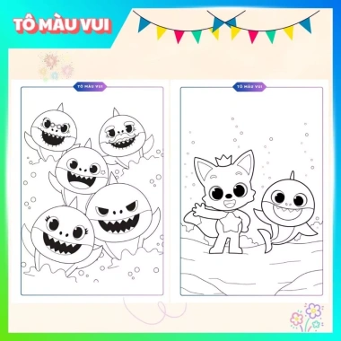 Bộ tranh tô màu Baby Shark giấy dày A4/A5 - Đồ chơi giáo dục, phát triển ca hát cho bé yêu - Giá ưu đãi 39.200₫ 8